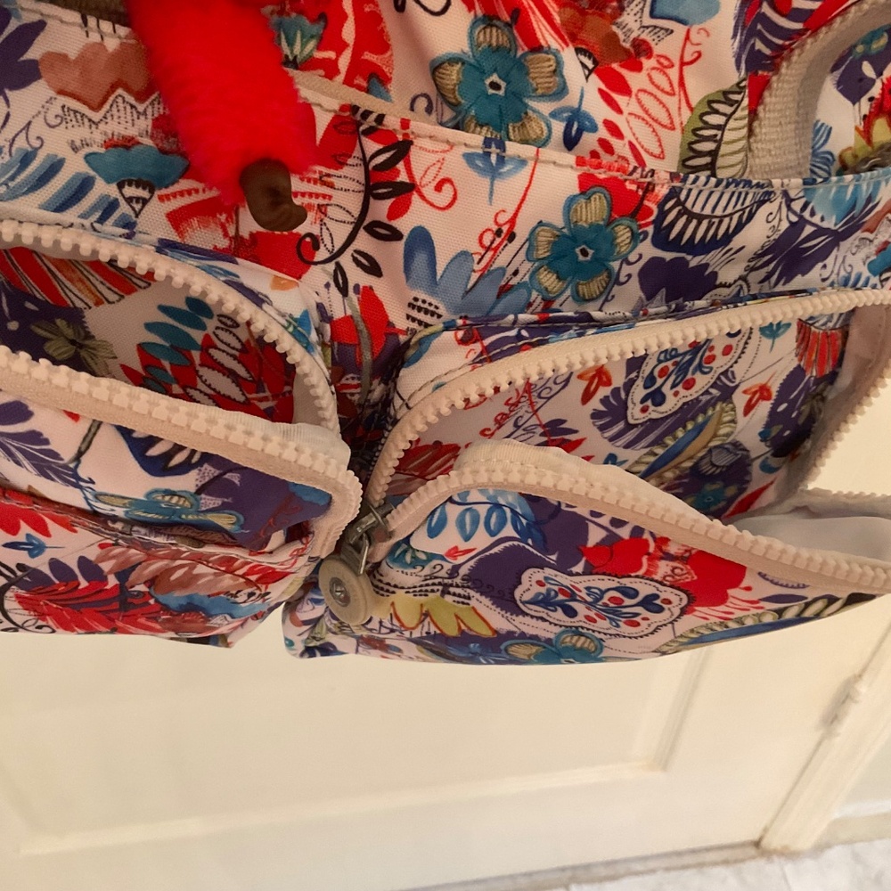 Kipling Floral Shoulder Multi Colored Large Bag Zoe Monkey - Picture 10 of 13